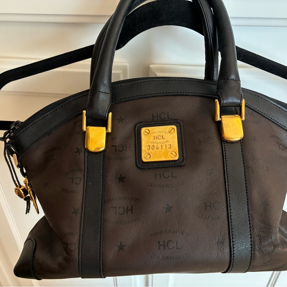 NWT! Vintage HCL Brown and Black Signature Handbag with Gold Hardware
